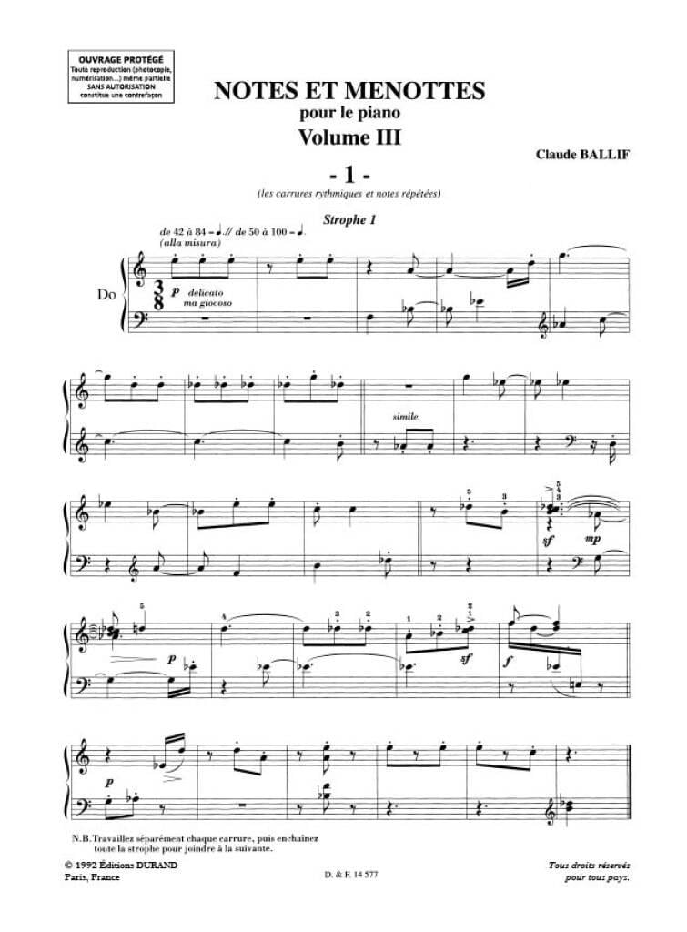Notes & Menottes Vol 3 Piano